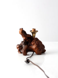 mid-century burl wood lamp