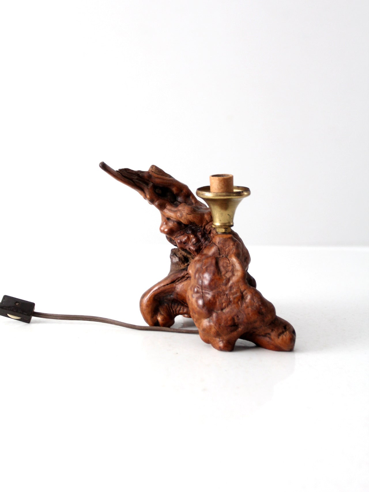 mid-century burl wood lamp