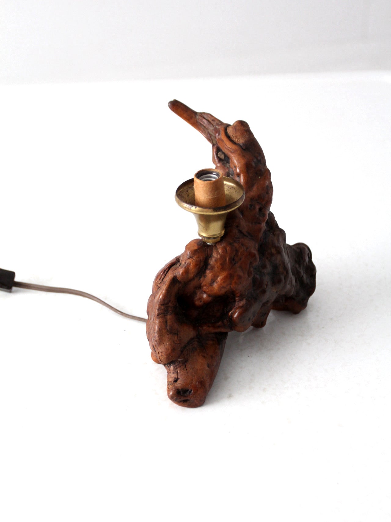 mid-century burl wood lamp