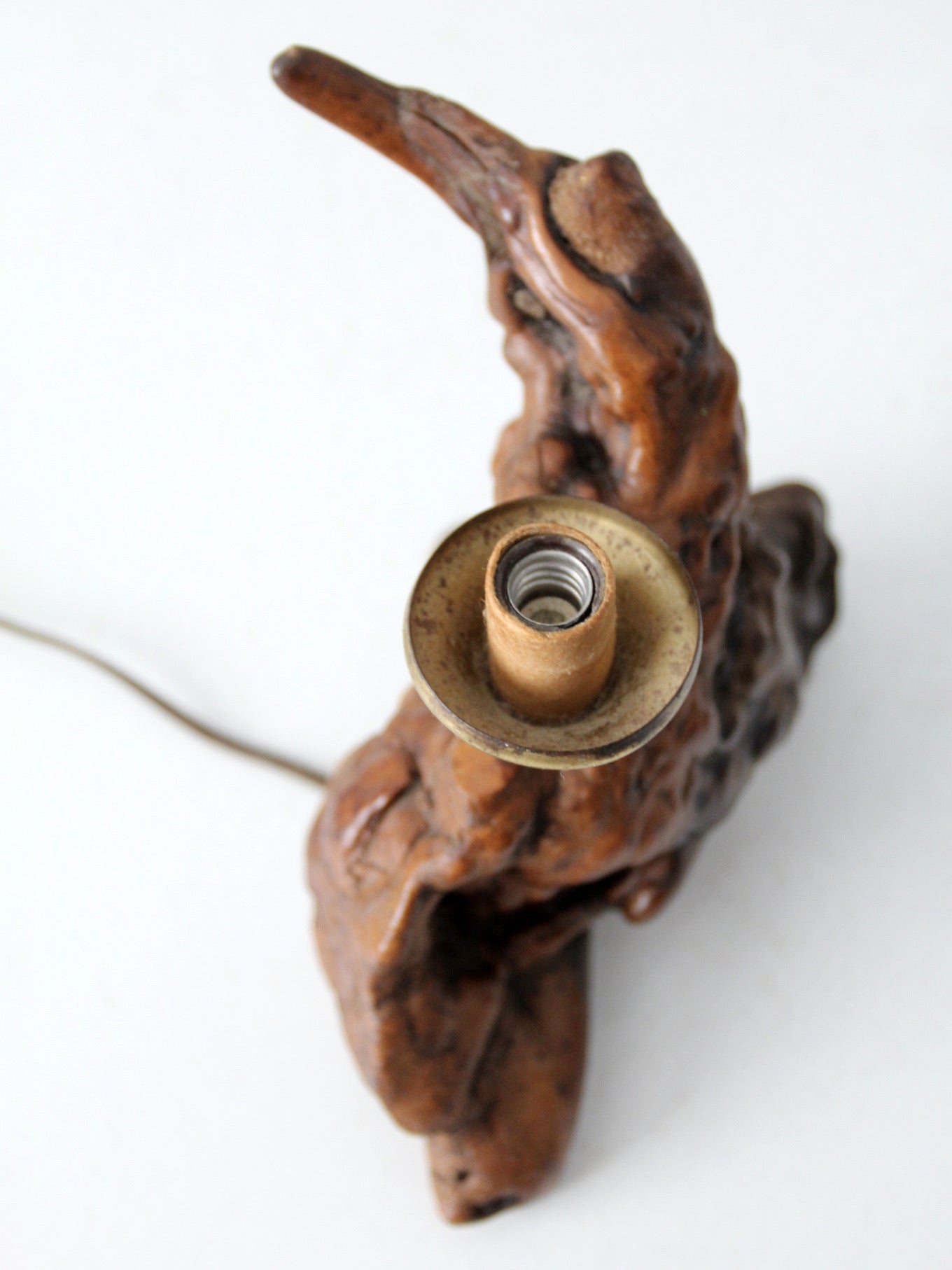 mid-century burl wood lamp