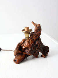 mid-century burl wood lamp