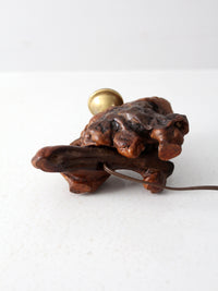 mid-century burl wood lamp