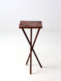 antique rustic pine tripod side table