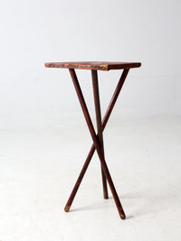 antique rustic pine tripod side table
