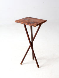 antique rustic pine tripod side table