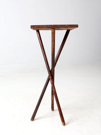 antique rustic pine tripod side table