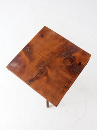 antique rustic pine tripod side table