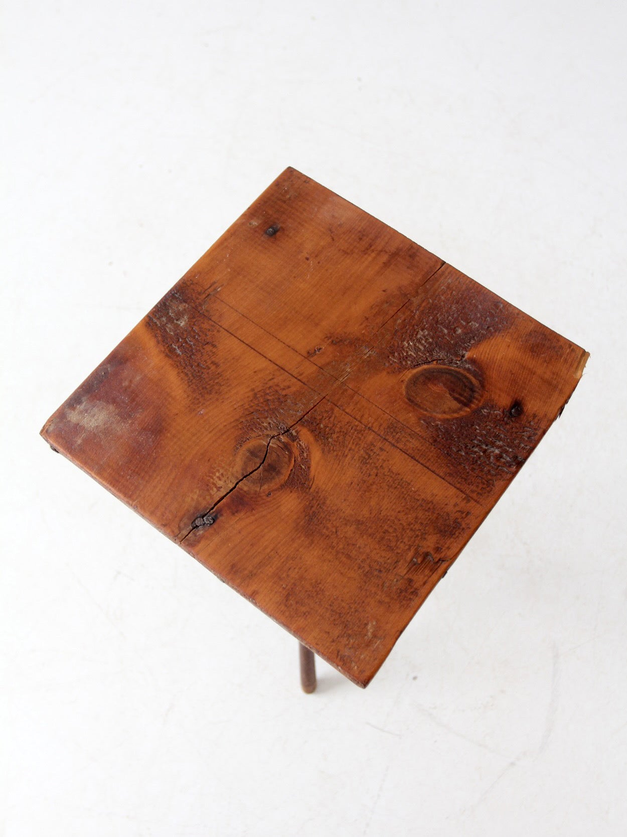 antique rustic pine tripod side table