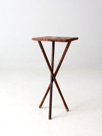 antique rustic pine tripod side table
