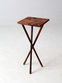 antique rustic pine tripod side table