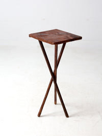 antique rustic pine tripod side table