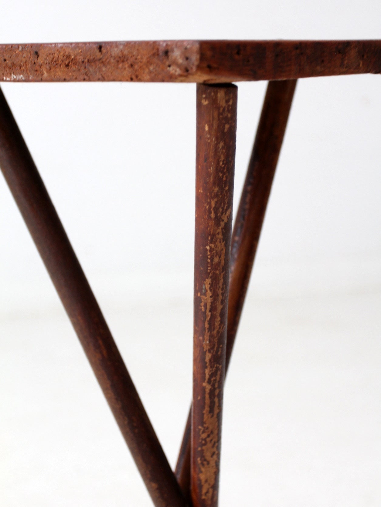 antique rustic pine tripod side table