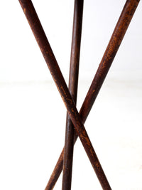 antique rustic pine tripod side table