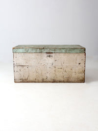 antique painted flat top wood trunk