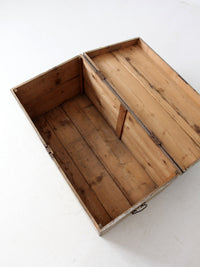 antique painted flat top wood trunk