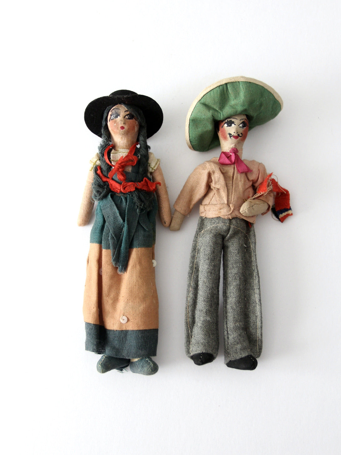 vintage Mexican folk art dolls pair
