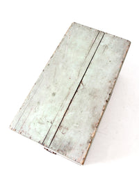 antique painted flat top wood trunk