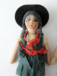 vintage Mexican folk art dolls pair