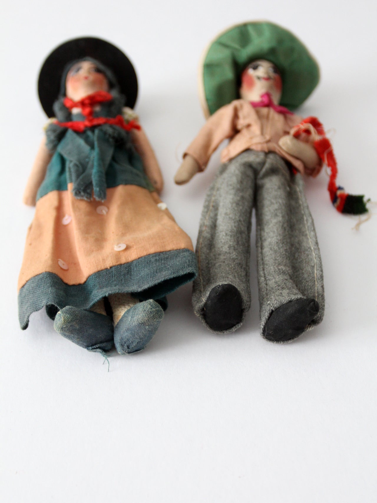 vintage Mexican folk art dolls pair