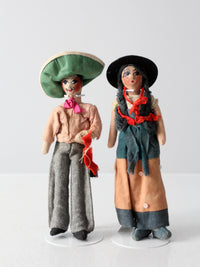 vintage Mexican folk art dolls pair