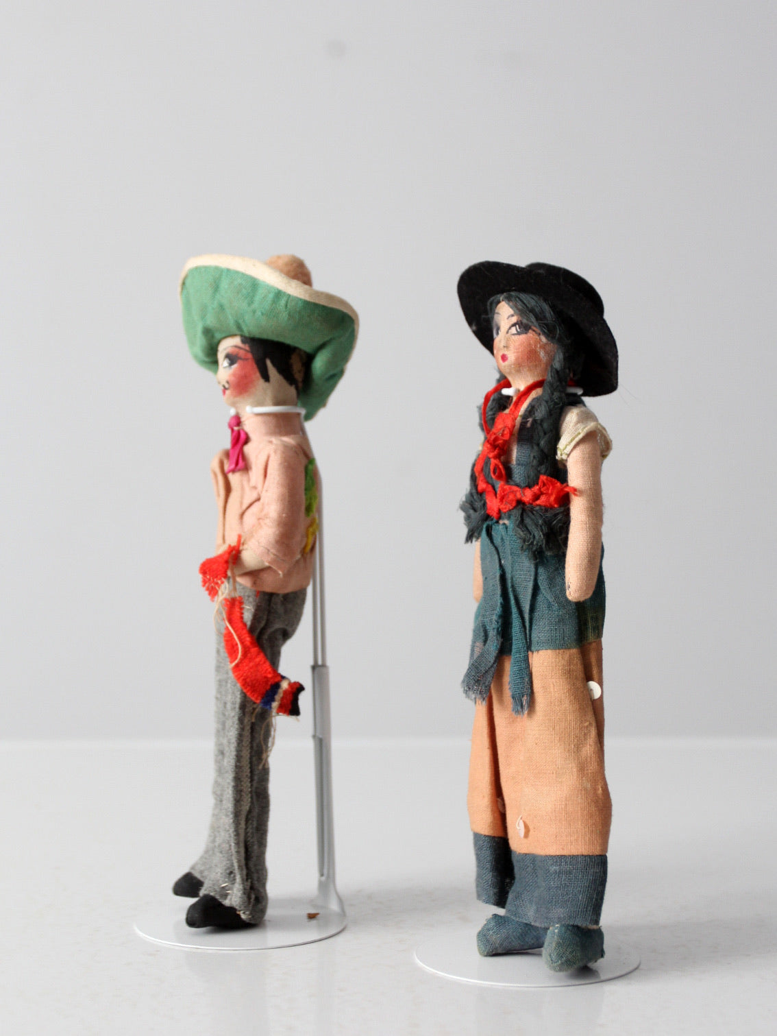 vintage Mexican folk art dolls pair