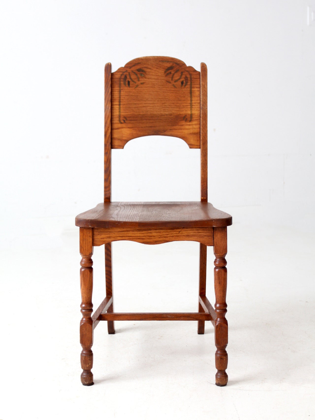 vintage oak chair with Monterey style stencil