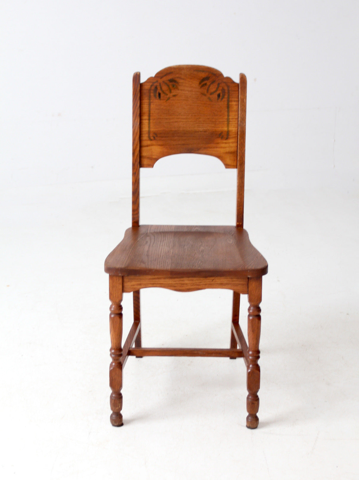 vintage oak chair with Monterey style stencil