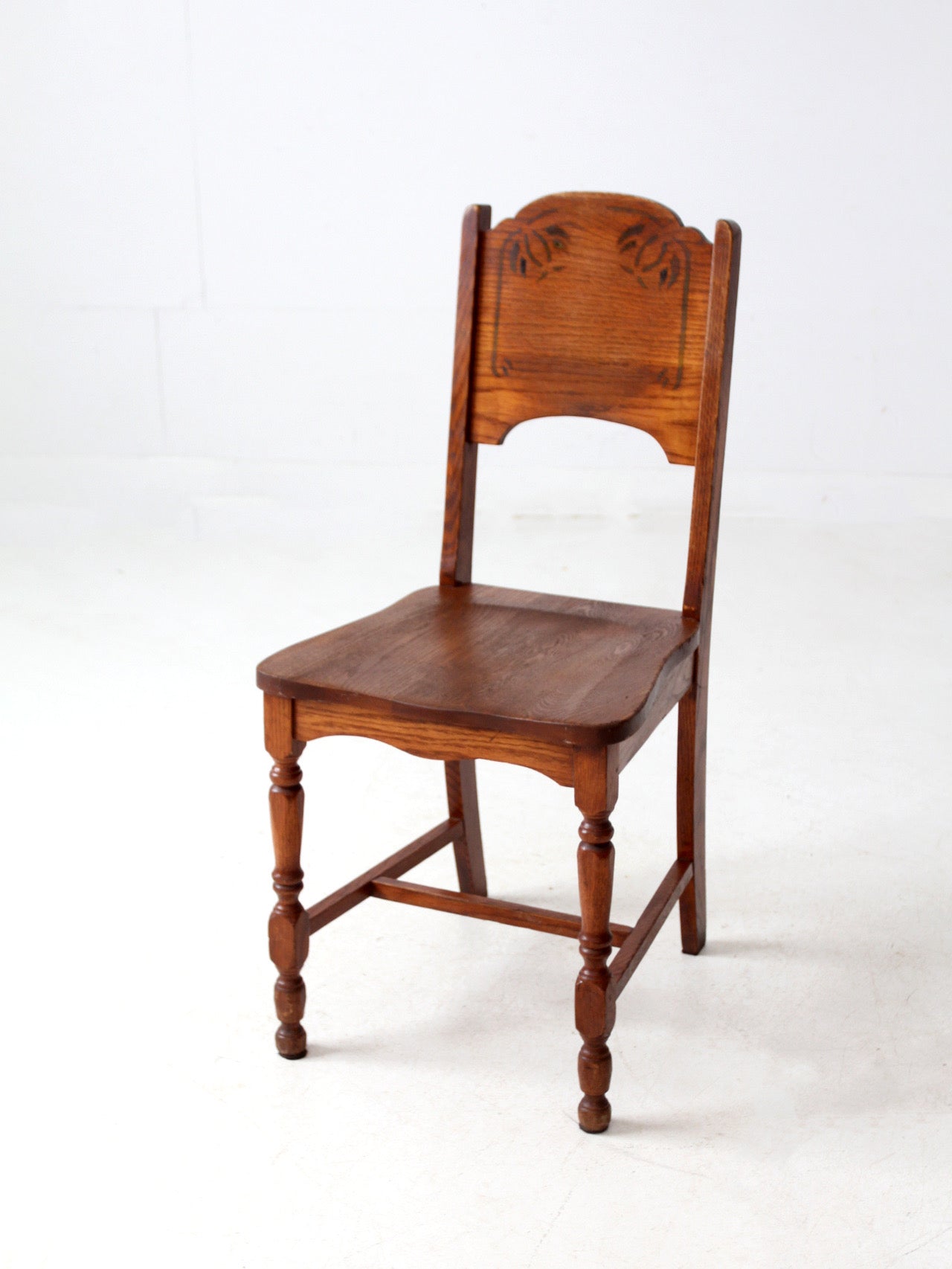 vintage oak chair with Monterey style stencil