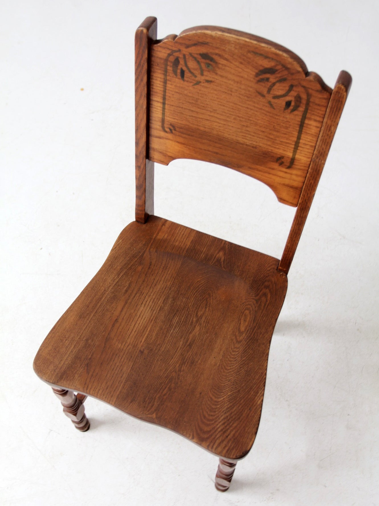 vintage oak chair with Monterey style stencil