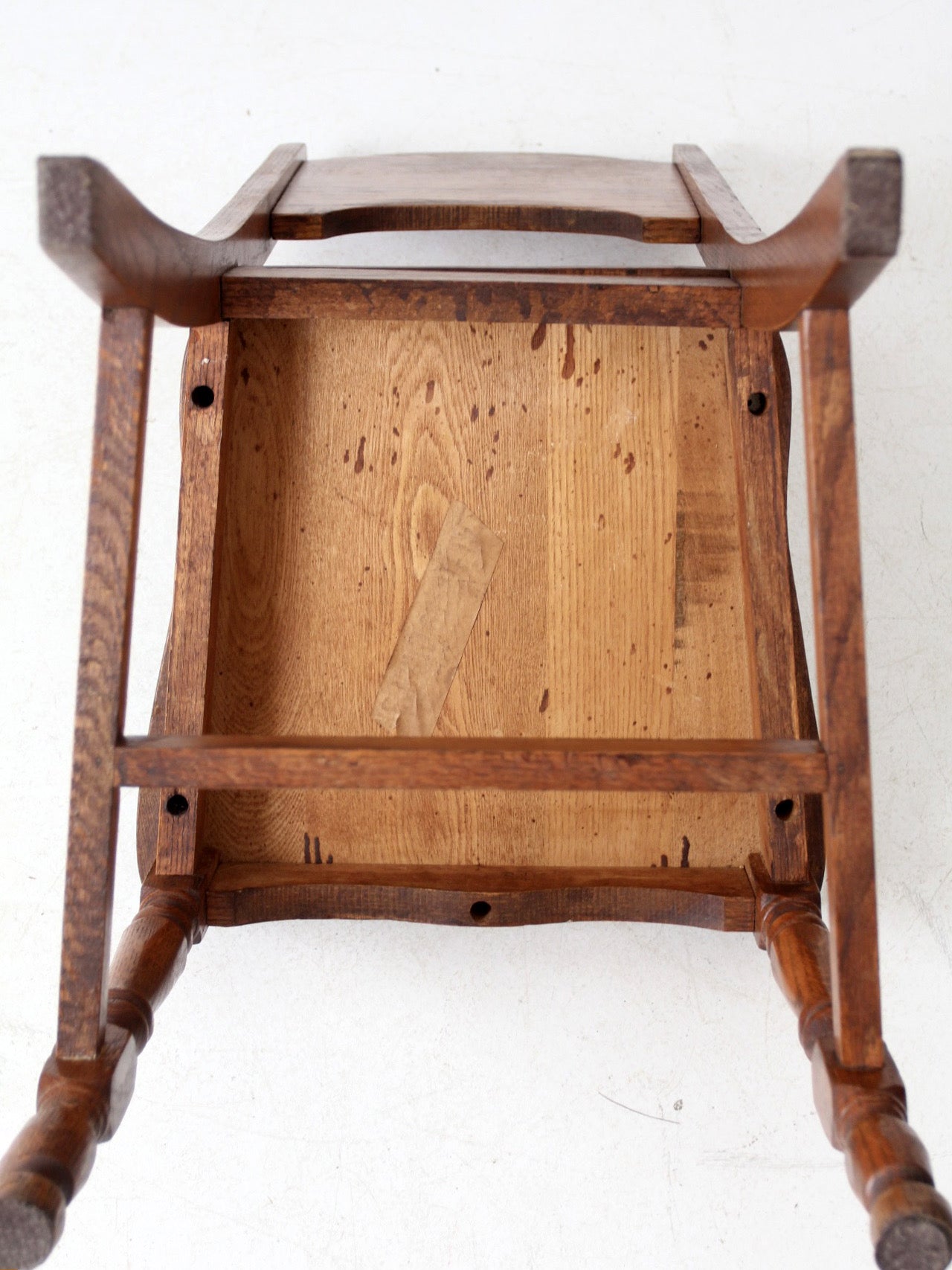 vintage oak chair with Monterey style stencil