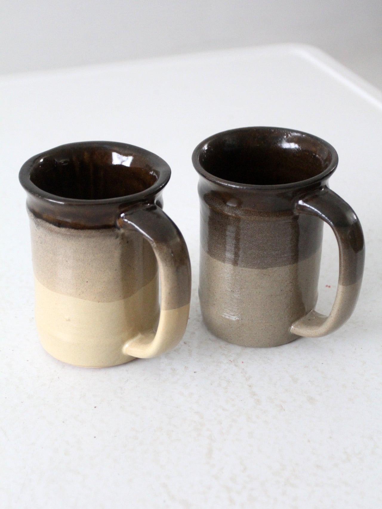 vintage studio pottery mugs pair