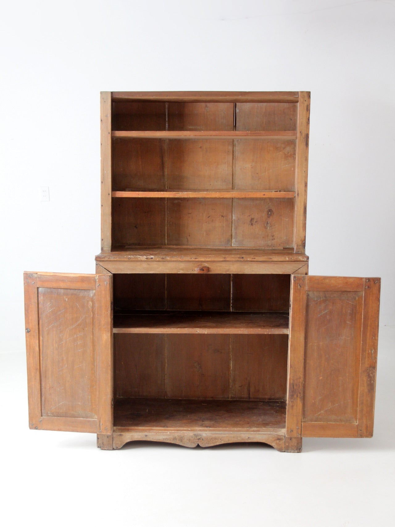 antique 1800s pine hutch