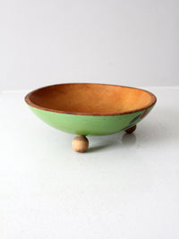vintage hand-painted footed wood bowl