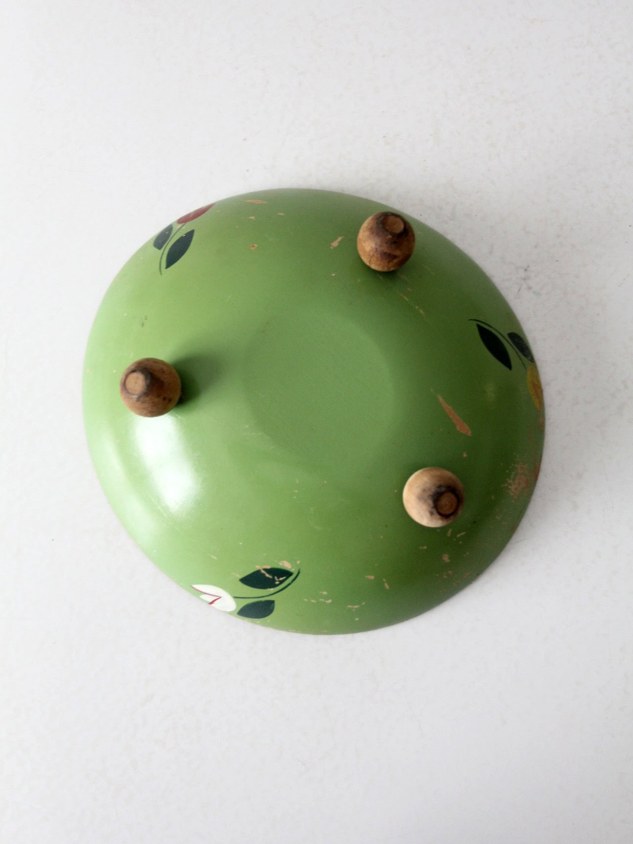 vintage hand-painted footed wood bowl