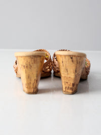 1970s Hush Puppies raffia mules