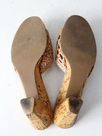 1970s Hush Puppies raffia mules