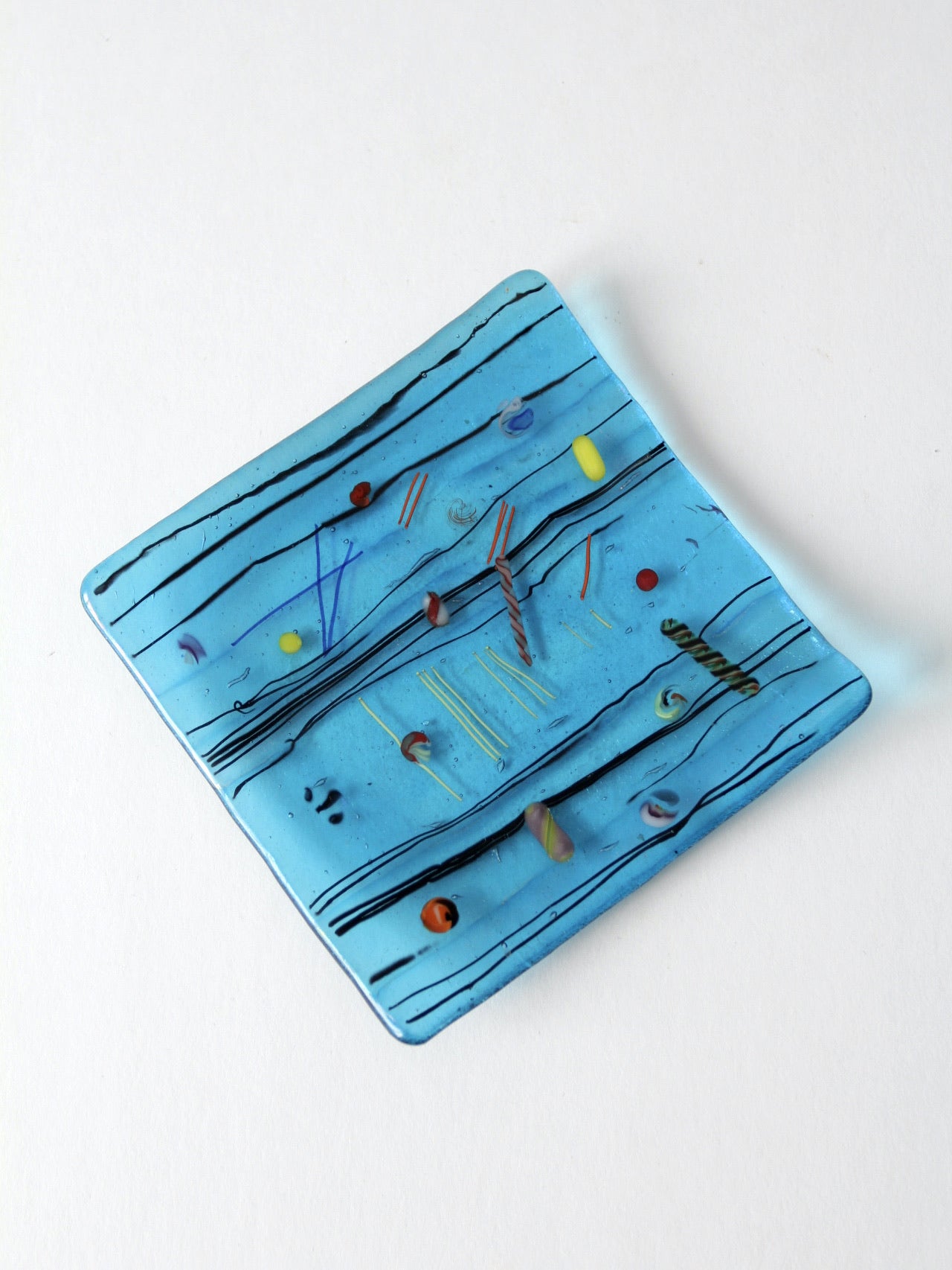 mid century fused glass tray