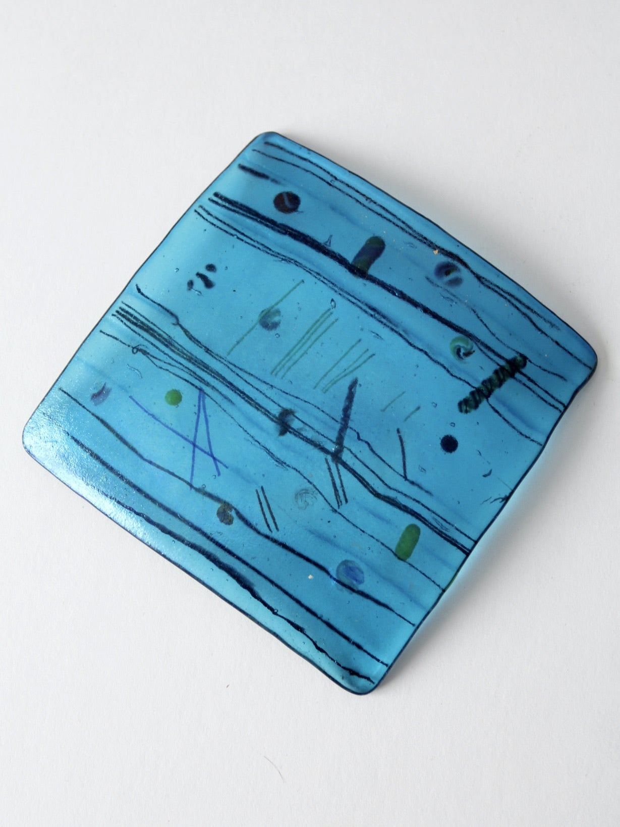 mid century fused glass tray