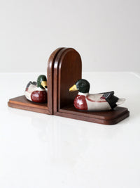 vintage wooden duck bookends pair