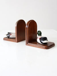 vintage wooden duck bookends pair