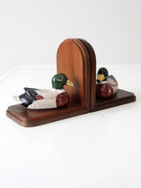 vintage wooden duck bookends pair