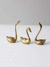 mid century brass swans set of 3