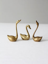 mid century brass swans set of 3