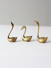mid century brass swans set of 3