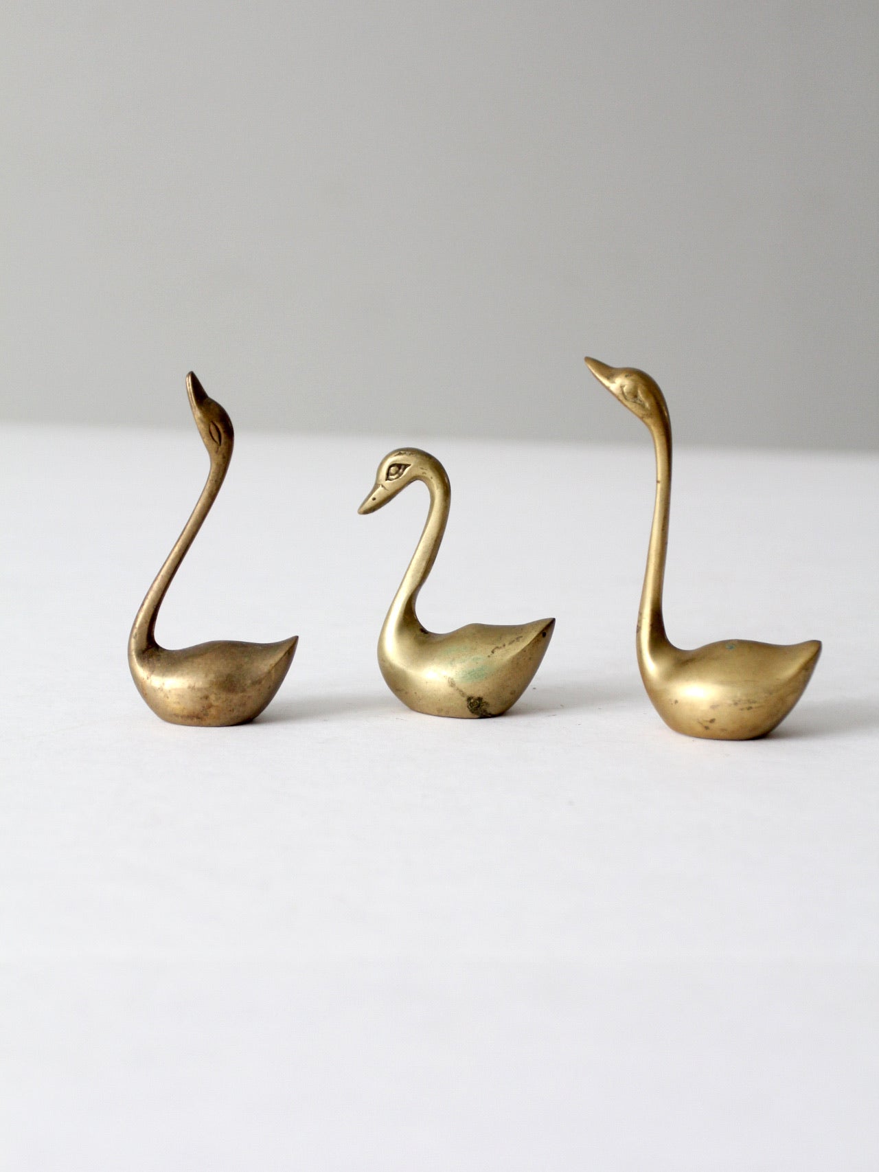 mid century brass swans set of 3