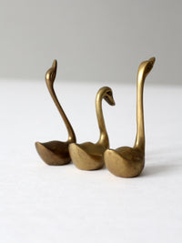mid century brass swans set of 3