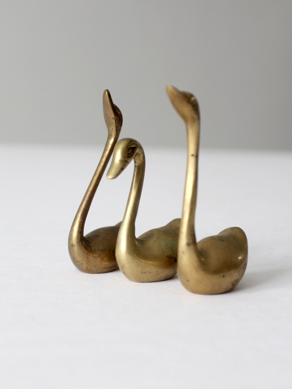 mid century brass swans set of 3