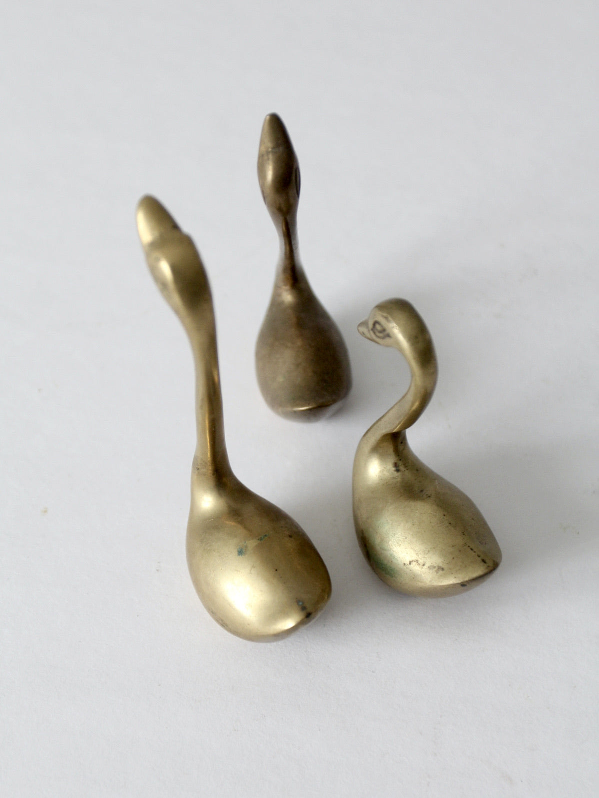 mid century brass swans set of 3