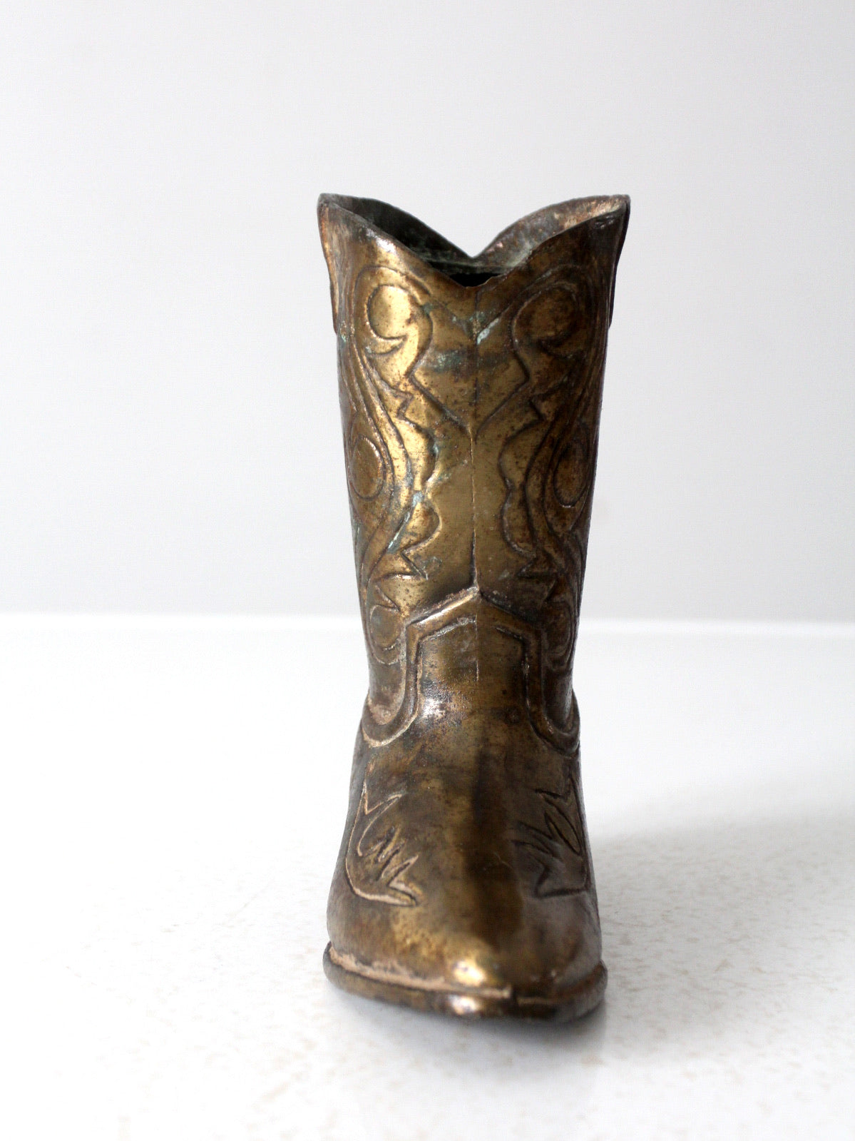 mid century brass cowboy boot statue