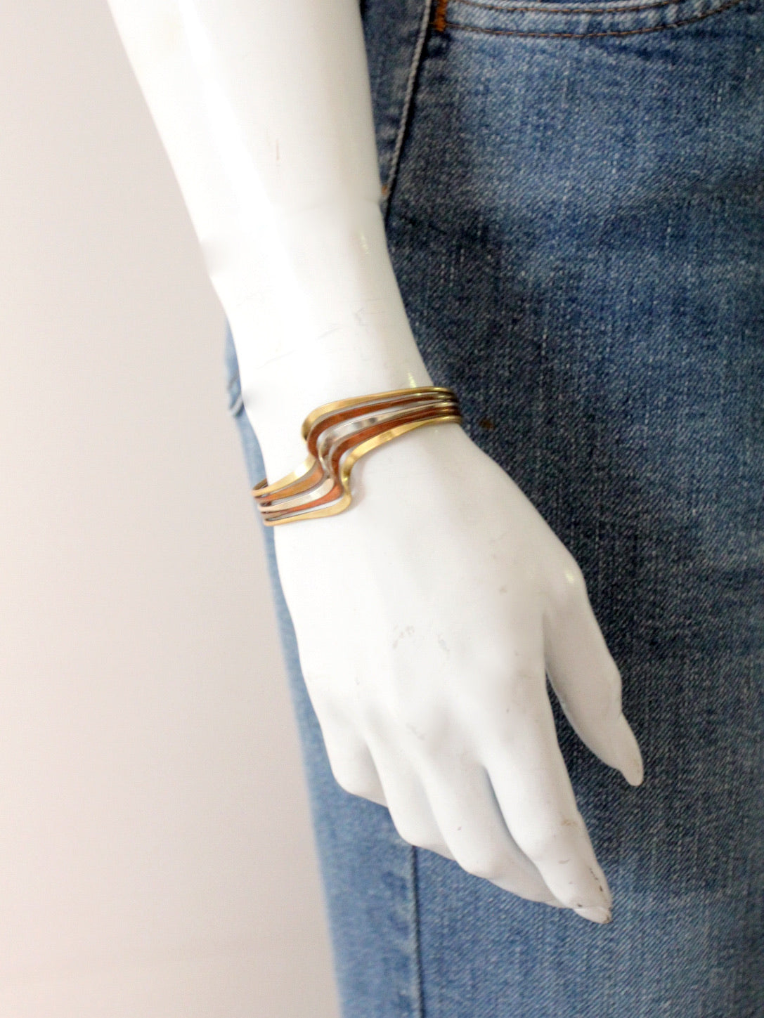vintage mixed metal cuff bracelet